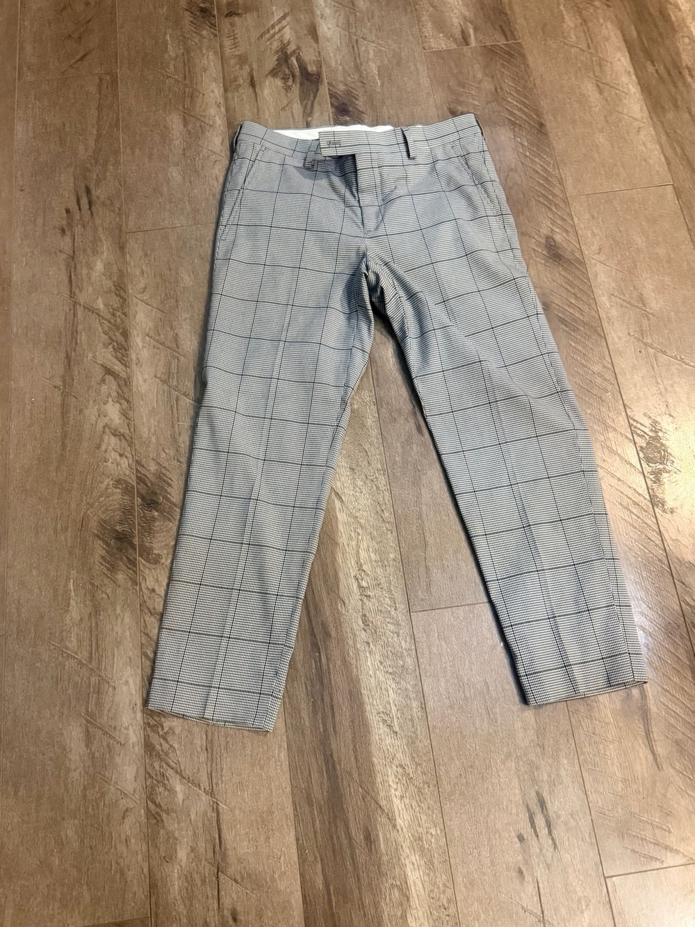 Egara Light Gray Windowpane Dress Pants